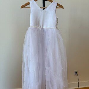 NWT FORMAL Flower Girl White gown dress, SIZE 8